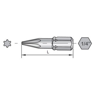 Embout de rechange 25mm sloky pour vis torx